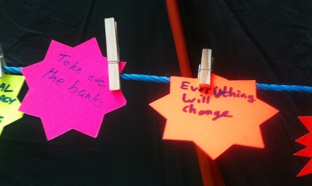 © Robert Rotifer post-it-Zettelchen: "Take over the banks, everything will change"